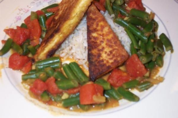 tofu au curry et haricots verts