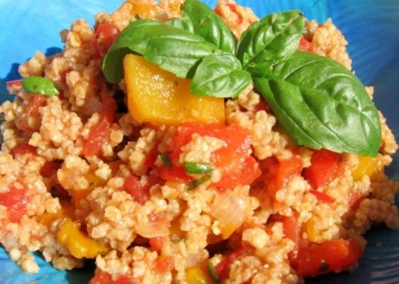 salade de millet portugais et poivrons grillés, o milhete e salada a