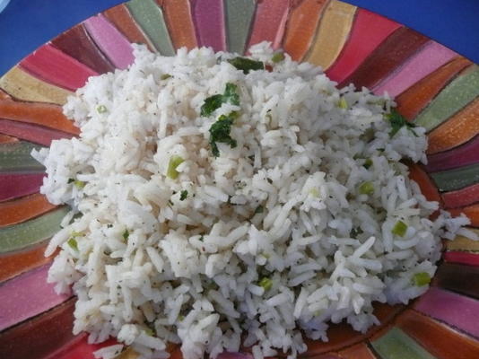 menthe-coriandre et riz à la noix de coco