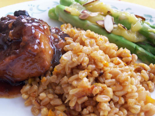 farro aromatisé à l'orange et au paprika fumé