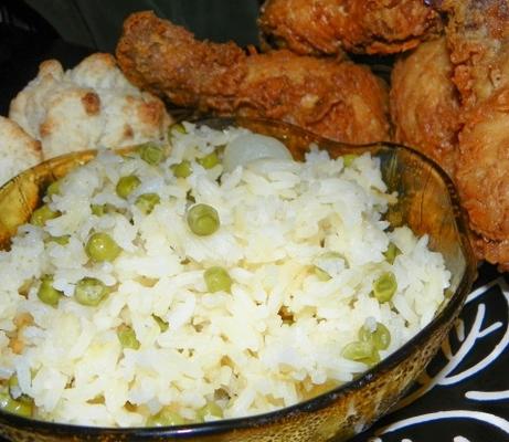 riz orange aux petits pois et oignons perlés