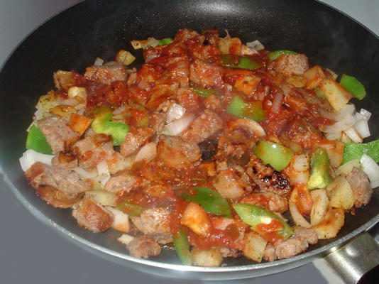 hash salé avec saucisse