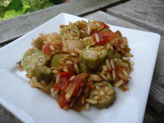 poêle okra et riz