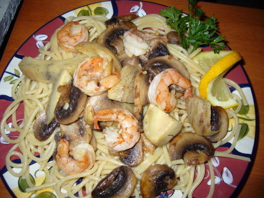 portofino de crevettes grillées au macaronis de romano