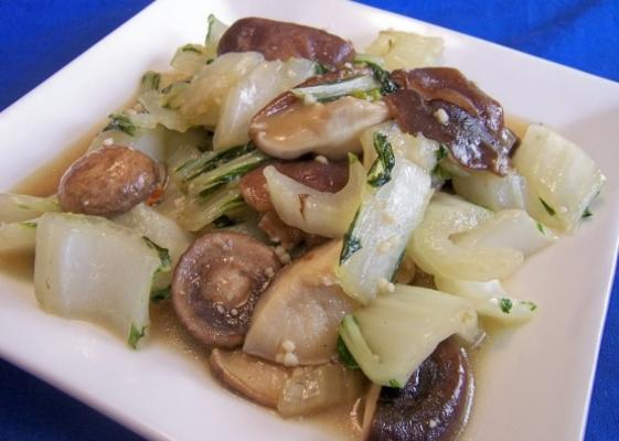 bok choy et shiitakes