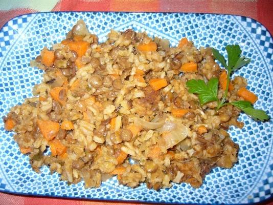 fakorizo ​​(lentilles avec du riz)