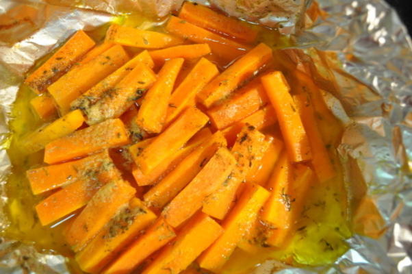 carottes au four au cumin, thym, beurre et chardonnay