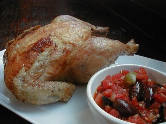 poulet rôti à la sauce tomate et olive