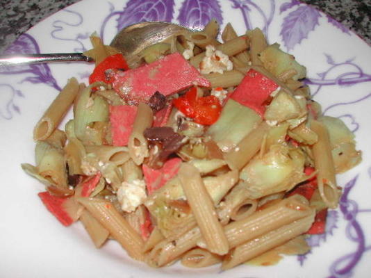 penne aux artichauts et feta