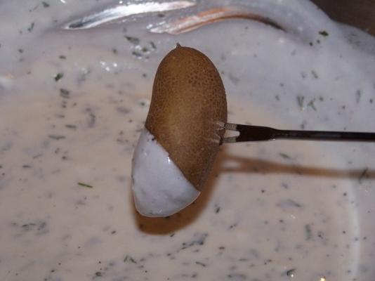 fondue de pommes de terre fingerling et fromage de chèvre