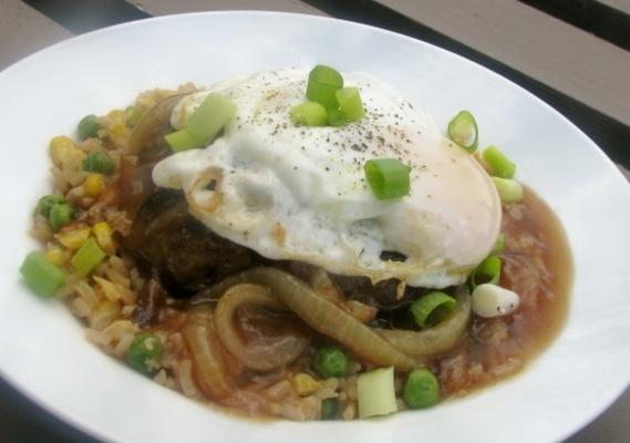 loco moco à l'oignon caramélisé