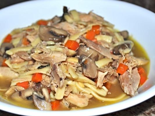 une délicieuse soupe de nouilles au poulet (autocuiseur de 8 pintes)
