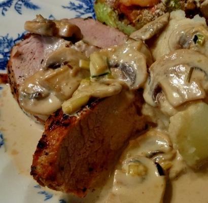 filet de porc aux champignons et sauce à la crème de cognac