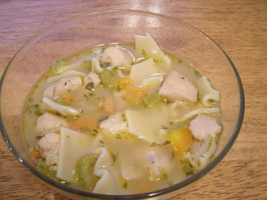 soupe de poulet riche avec des nouilles fraîches