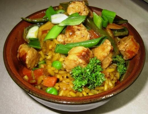 saucisses et légumes au curry madras