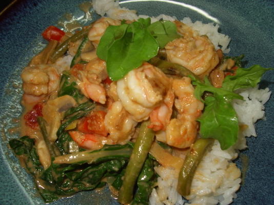 masala aux crevettes et aux haricots verts