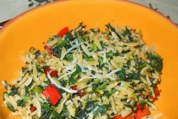 orzo aux épinards et au poivron rouge