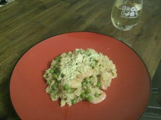 Risotto au citron et artichauts aux crevettes