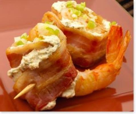pétoncles et crevettes enrobés de bacon alouette