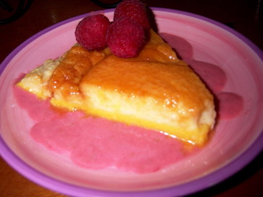 flan orange au coulis de framboises