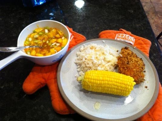 poulet croustillant avec salsa à la pêche