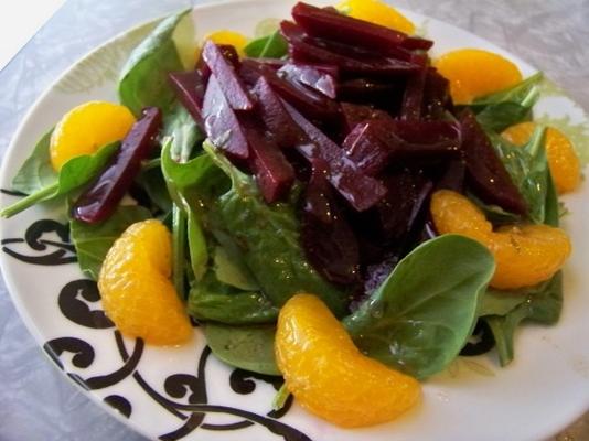 salade de betteraves, mandarines et épinards