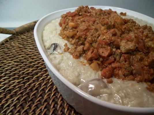 risotto aux champignons avec sauce à la saucisse italienne