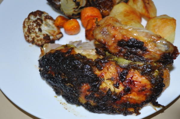 poulet rôti à l'ail, citron et persil