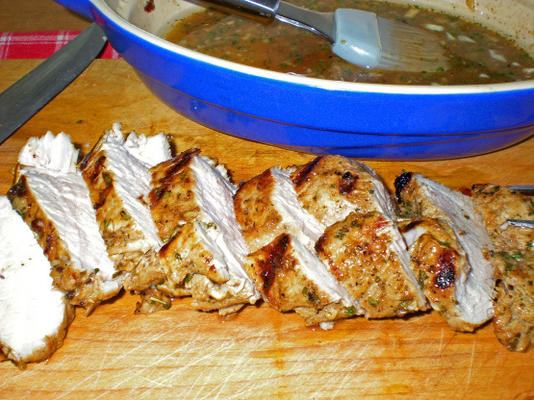 filet de porc glacé à la framboise et aux poivrons grillés