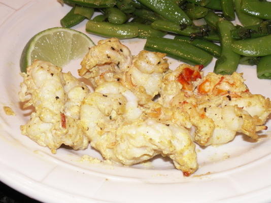 crème aigre indienne grillée - crevettes marinées