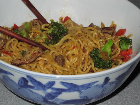 nouilles yakisoba avec un coup de pied (végétarien)