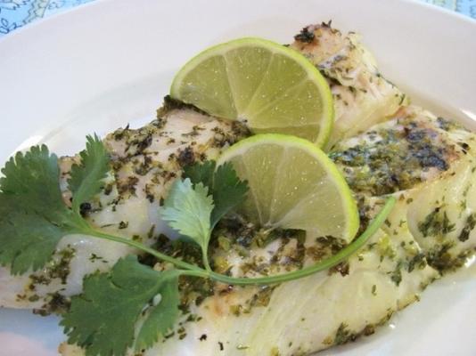 flétan grillé au pesto du pacifique