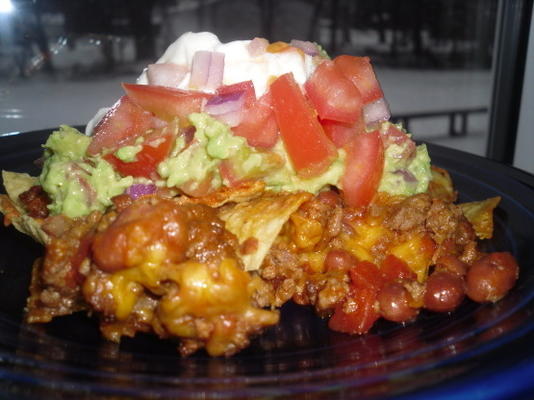 nachos d'agneau et haricots à la salsa fresca