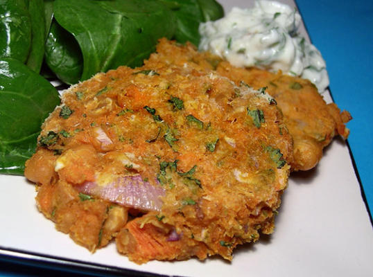 Galettes de patates douces et de pois chiches faibles en gras (végétariennes aussi!)