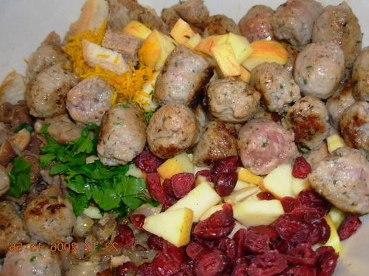 auberge farce aux canneberges et saucisses aux marrons et à l'orange