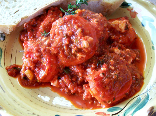 crevettes à la feta et à la sauce tomate