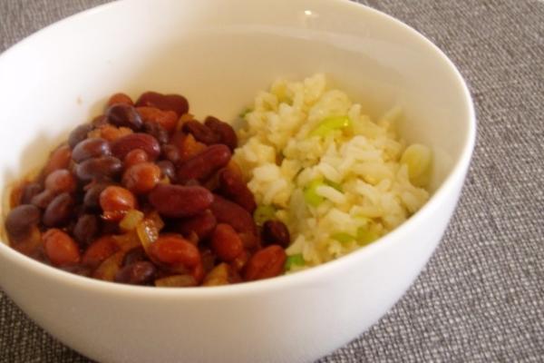 haricots grillés et riz