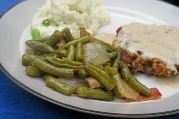 haricots verts et oignons caramélisés