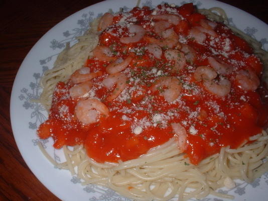 spaghetti aux crevettes acidulées