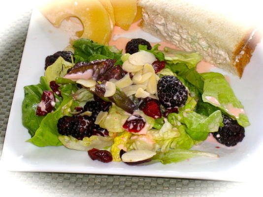 salade verte avec vinaigrette pamplemousse-grenade