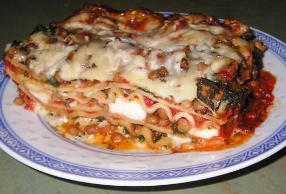 lasagnes aux épinards et aux lentilles