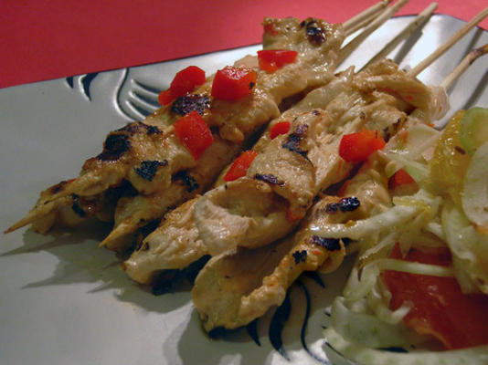 brochettes de poulet et poivrons grillés