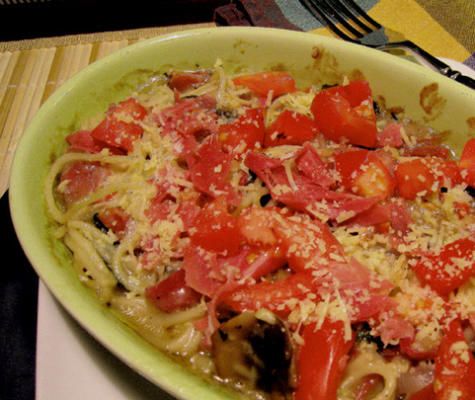 prosciutto, épinards et casserole de pâtes