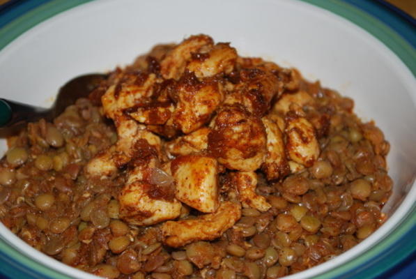 poulet marocain et lentilles