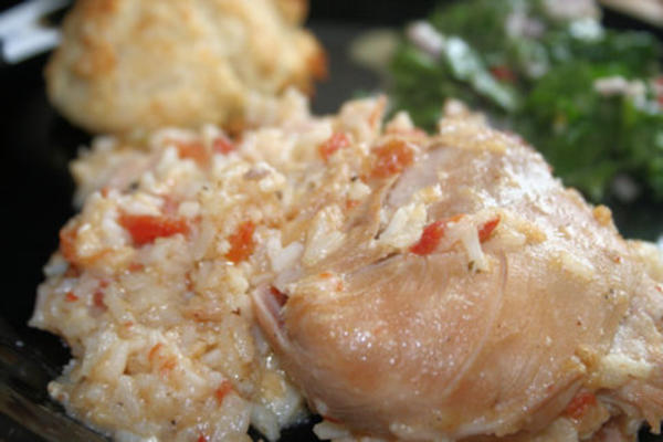 poulet mijoté au poulet avec riz