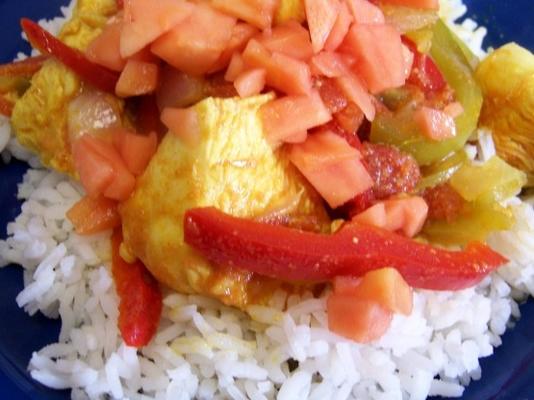 poulet, poivrons et riz à la caribéenne