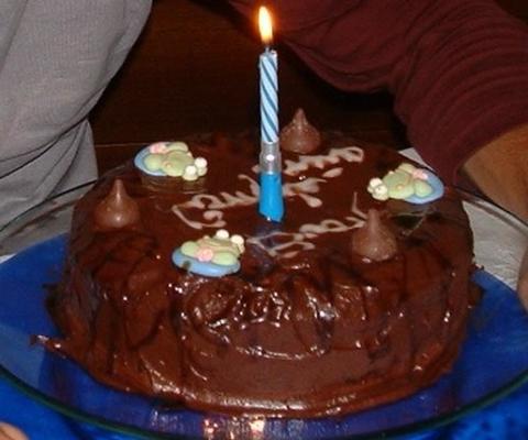 gâteau au chocolat double couche avec glaçage au moka