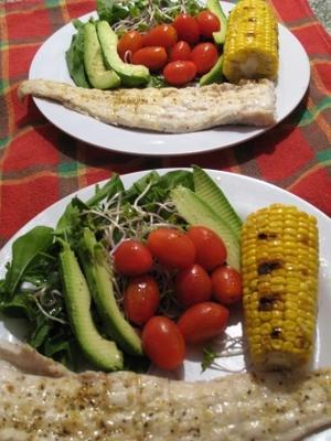 poisson poivre citron avec salade du jardin