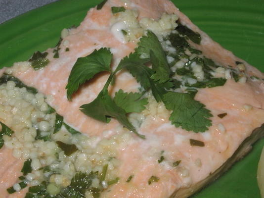 saumon poché au gingembre et coriandre
