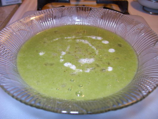 soupe de brocolis et de poireaux avec croûtons (faible en gras)